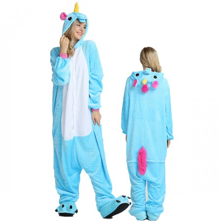 Women & Men Blue Unicorn Onesie Costume Onesies Pajamas for Halloween ...