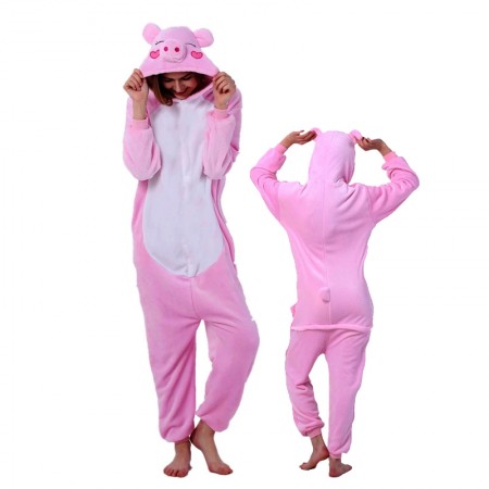 Pink Pig Onesie for Women & Men Costume Onesies Pajamas Halloween Outfit