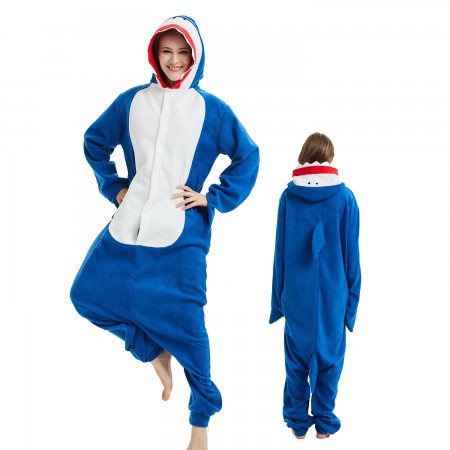 Shark Onesie Costume Pajama for Adult Women & Men Halloween Costumes