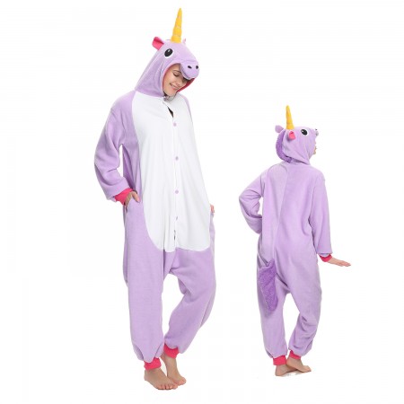 Purple Unicorn Onesie Costume Pajama for Adult Women & Men Halloween Costumes