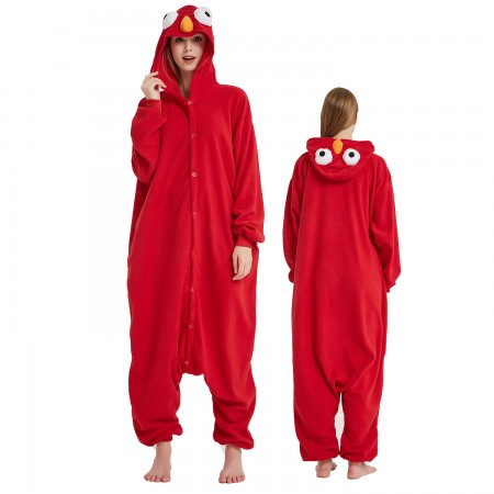Sesame Street Red Monster Onesie Costume Pajama for Adult Women & Men Halloween Costumes