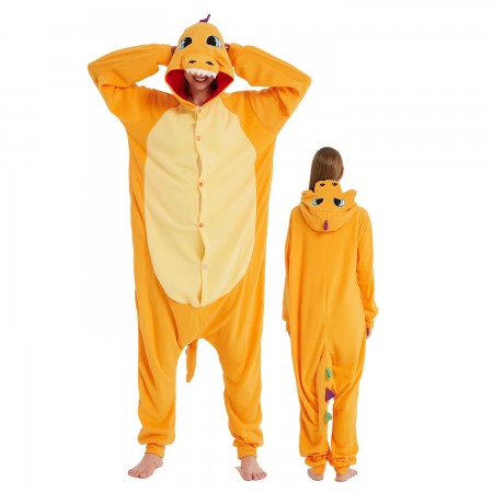 Colorful Yellow Dragon Onesie Costume Pajama for Adult Women & Men Halloween Costumes