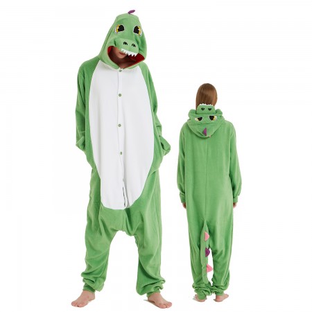 Colorful Green Dragon Onesie Costume Pajama for Adult Women & Men Halloween Costumes