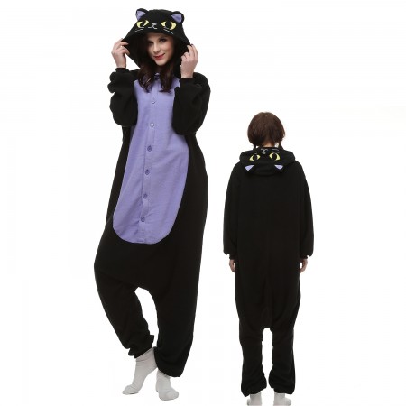 Midnight Cat Costume Onesie Pajamas Adult Animal Onesie for Women & Men