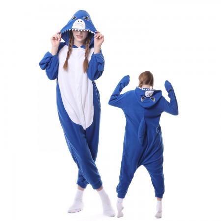 Blue Shark Costume Onesie Pajamas Adult Animal Costumes for Women & Men