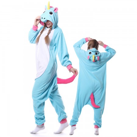Blue Unicorn Costume Onesie Pajamas Adult Animal Costumes for Women & Men
