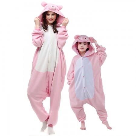 Adults & Kids Pink Pig Onesie Costumes Animal Onesies