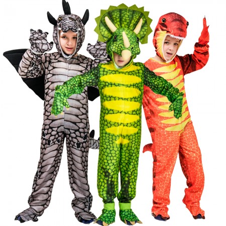 Toddler & Kids Dinosaur Costume Cosplay Suit T rex & Stegosaurus & Triceratops Halloween Outfit