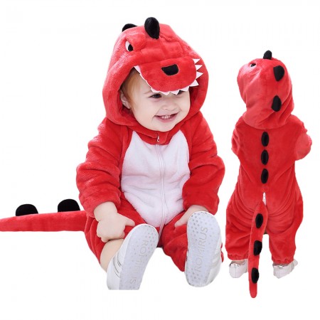 Toddler Red Dinosaur Onesie Pajama Animal Costume for Baby Infant