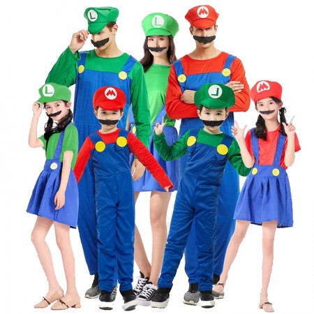 Family Halloween Mario Costume Fancy Dress Outfit