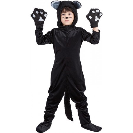 Kids Halloween Black Cat Costume Cosplay Party Fancy Outfit