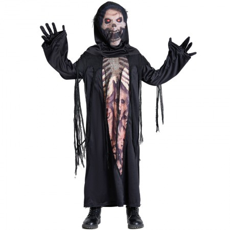 Kids Halloween Skull Costume Scary Skeleton Reaper Coaplay Outfit