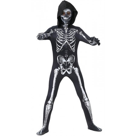 Kids Halloween Skeleton Costume Skull Skin Full Body Tights Suit