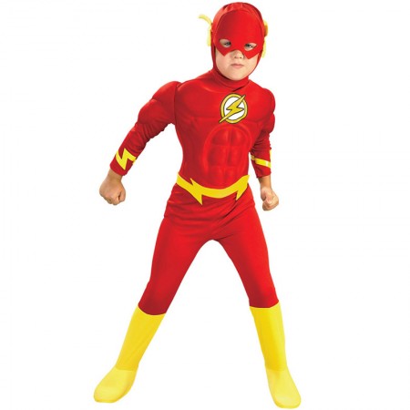 Boys Flash Superhero Costume Kids Muscle Man Cosplay Outfit