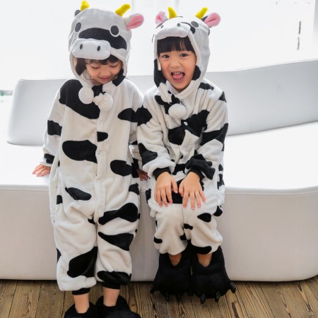 Kids Cow Onesie Costume Pajama for Boys & Girls With Hood