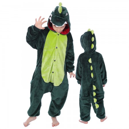 Green Dinosaur Onesie Costume Pajama Kids Animal Outfit for Boys & Girls