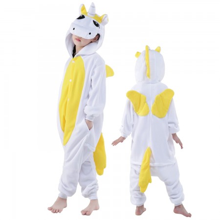 Kids Yellow Pegasus Costume Onesie Pajama Animal Outfit for Boys & Girls