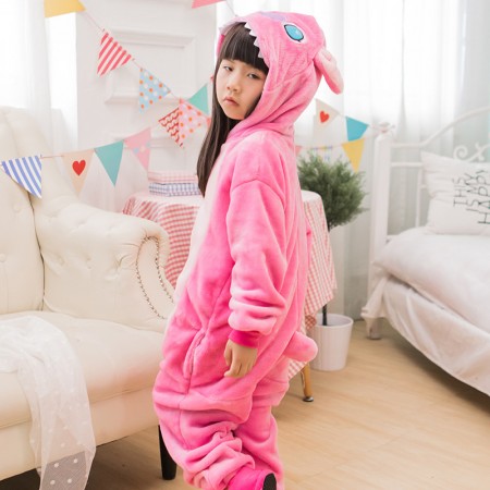 Kids Pink Stitch Costume Onesie Pajama Animal Outfit for Boys & Girls