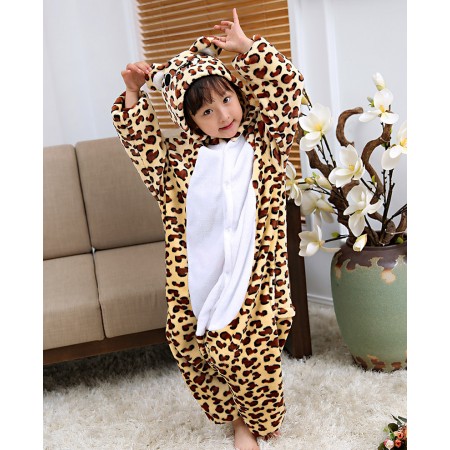 Kids Leopard Bear Costume Onesie Pajama Animal Outfit for Boys & Girls