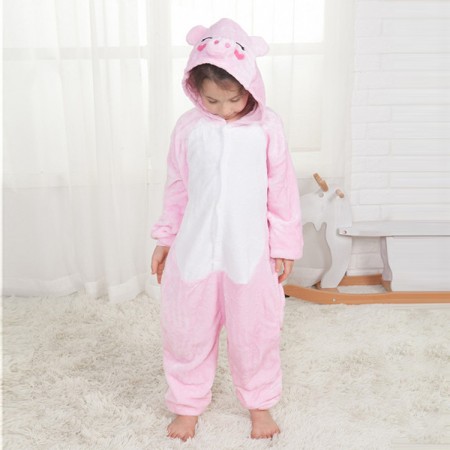 Kids Pink Pig Costume Onesie Pajama Animal Outfit for Boys & Girls