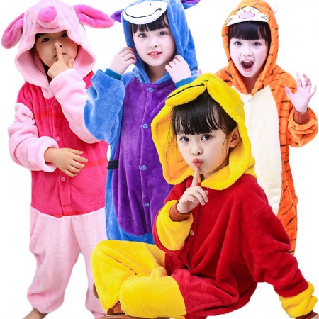 Kids Winnie The Pooh Piglet Tigger Eeyore Onesie Costume Pajama Animal Outfit for Boys & Girls