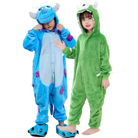Kids Sulley & Mike Wazowski Onesie Halloween Costumes for Girls & Boys