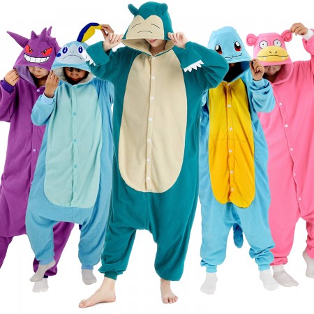 Halloween Group Costumes Snorlax Gengar Squirtle Jigglypuff Soobble Grookey Bulbasaur Eevee Onesie For Adults & Teens