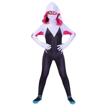 Girls Spider Gwen Costume Spider Man Suit Cosplay Onesie For Kids