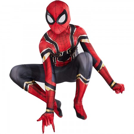 Iron Spiderman Costume Boys Spider Man Suit Cosplay Onesie For Kids