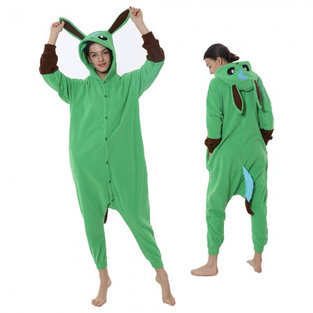 Green Eevee Costume Onesie Halloween Outfit Party Wear Pajamas