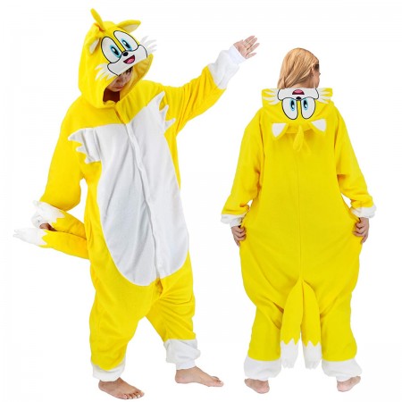 Tails Sonic Costume Onesie Halloween Outfit Party Wear Pajamas