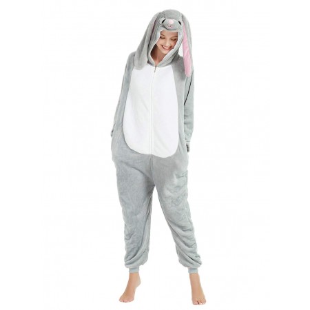 Grey Bunny Rabbit Onesie Costume Halloween Outfit for Adult & Teens
