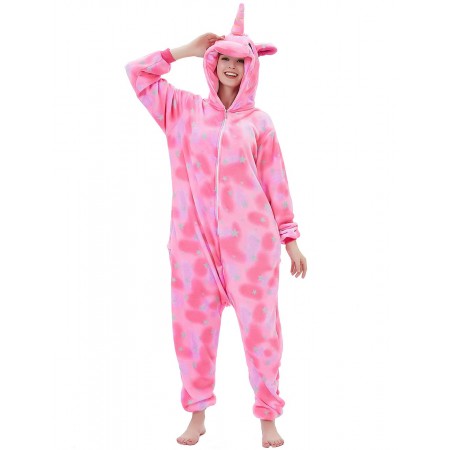 Pink Star Unicorn Onesie Costume Halloween Outfit for Adult & Teens