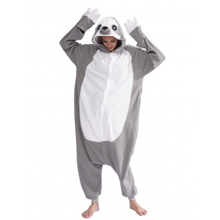 Grey Sloth Onesie Costume Halloween Outfit for Adult & Teens
