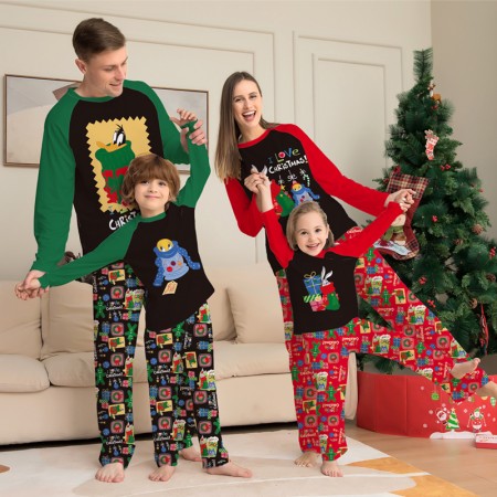 Cute Pattern Family Christmas Pajamas Sets Long Sleeve Top and Pants Sleepwear