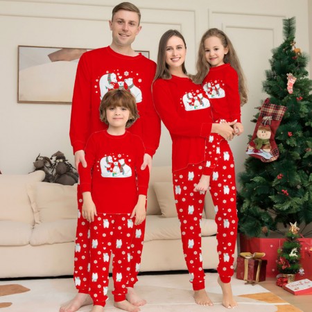 White Bear Pattern Christmas Pajamas Women Mens Pjs Matching Pajamas for Couples