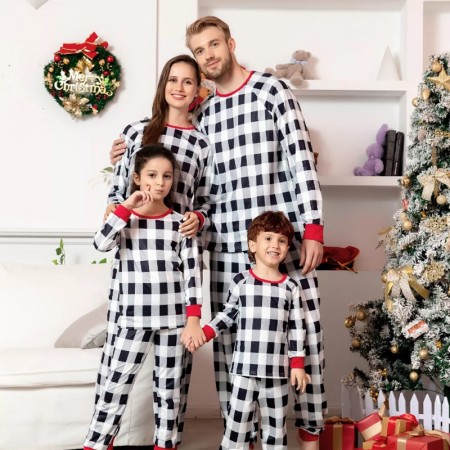 Simple Plaid Christmas Pajamas Sets Matching Family Pajamas