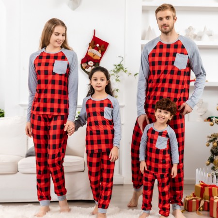 Christmas Family Pajamas Set Classic Plaid Xmas Sleepwear