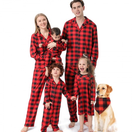 Matching Family Christmas Pajamas Set Button-Down Loungewear
