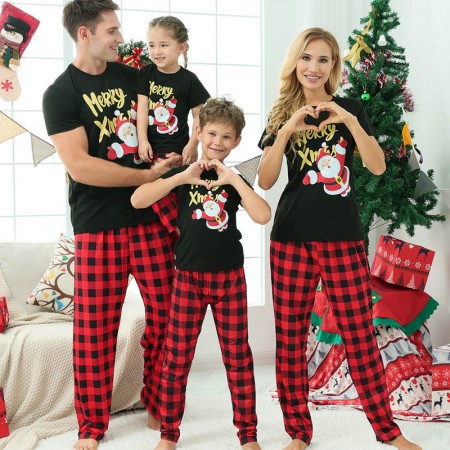 Short Sleeve Santa Pjs Family Christmas Pajamas