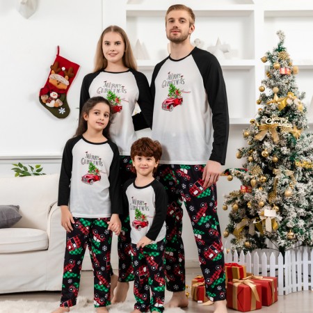 Christmas Pajamas for Family Cute Animal Print Long Sleeve PJS Set