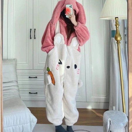 Kawaii Bunny Onesie Fleece Jumpsuit Pajamas For Women