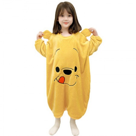 Kids Bear Night Dress Long Sleeve Sleep Blanket
