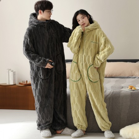 Winter Thick Pajamas Set Men Onesies Womens Loungewear