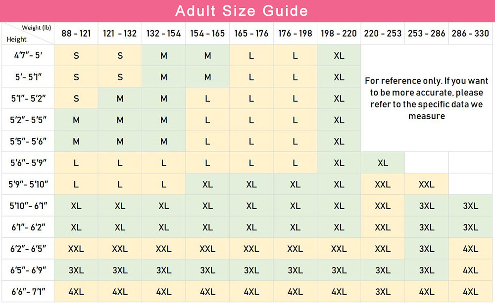 onesies size chart